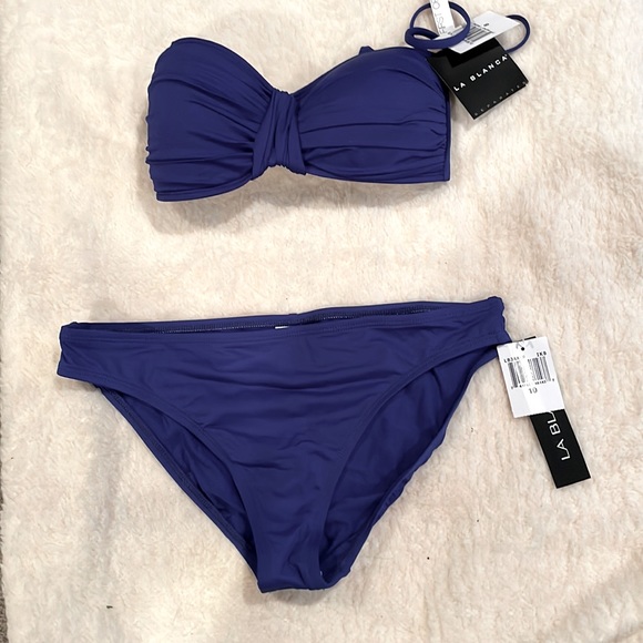 La Blanca Royal Blue Strapless Swim Top Size 8 - Picture 5 of 5